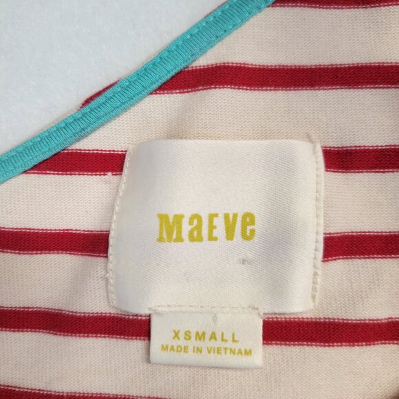 Maeve Anthropologie Dress XSmall One Shoulder Stripe Red White Summer Party Boat - Picture 2 of 10